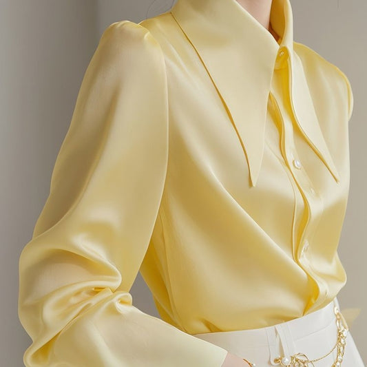 Vibe - Chemise Longue à Col Pointe Jadmode - Élégance Française suisse belgique